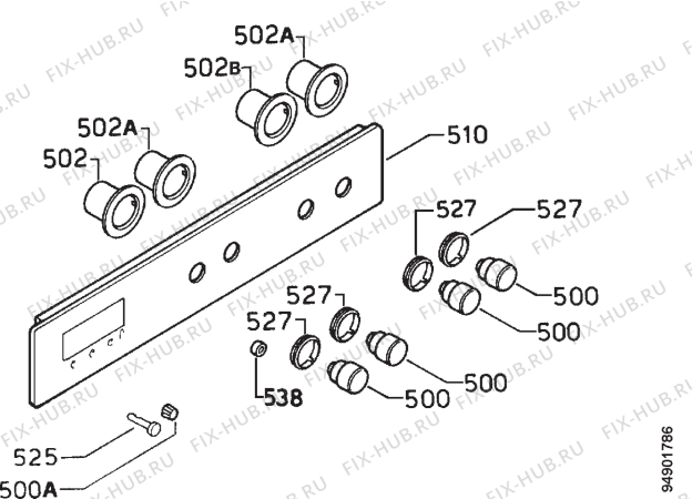 Взрыв-схема плиты (духовки) Zanussi ZBD902W - Схема узла Command panel 037