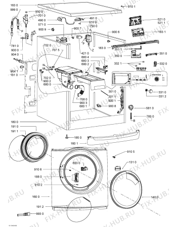 Схема №1 WA UNIQ 814 AAA BK с изображением Модуль (плата) для стиральной машины Whirlpool 481010370899