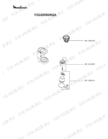 Схема №1 FG320550/9QA с изображением Холдер фильтра  для электрокофеварки Moulinex SS-201895