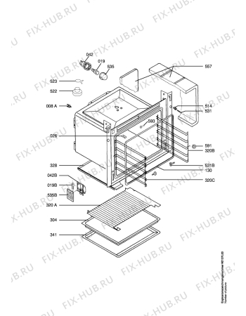 Взрыв-схема плиты (духовки) Aeg CB6140-1-B    CH - Схема узла Oven