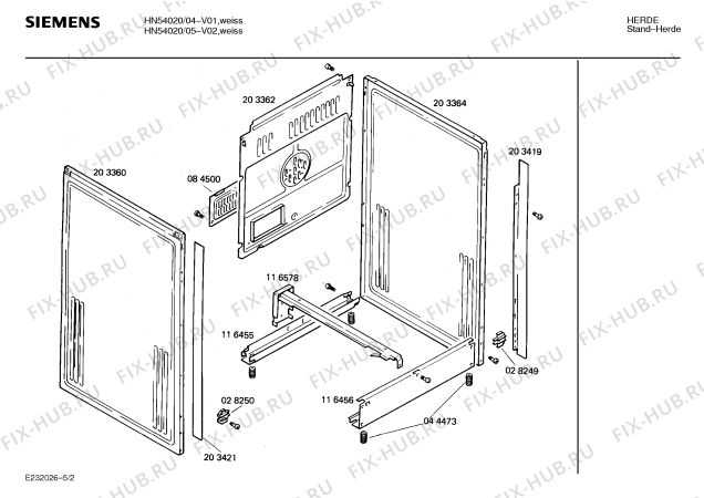 Схема №1 HN54020 с изображением Стеклокерамика для электропечи Siemens 00205069