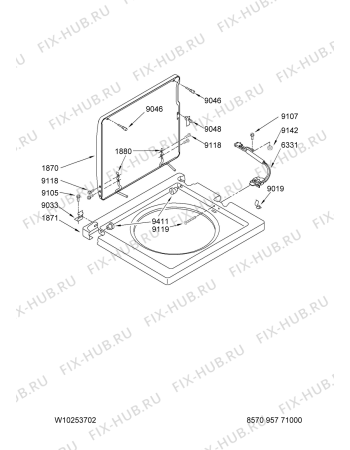 Схема №1 3LTE5243 AWM 911 с изображением Крышка для стиралки Whirlpool 481900692781