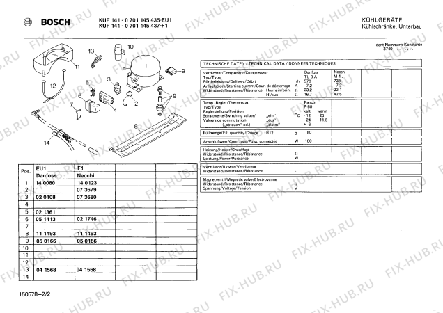 Взрыв-схема холодильника Bosch 0701145435 KUF141 - Схема узла 02