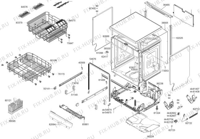 Взрыв-схема посудомоечной машины Korting KGI624X (292037, PMS60I) - Схема узла 04