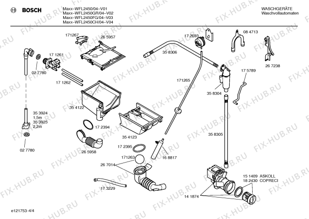 Схема №1 WFL2450FG WFL2450 с изображением Инструкция по установке и эксплуатации для стиралки Bosch 00500148