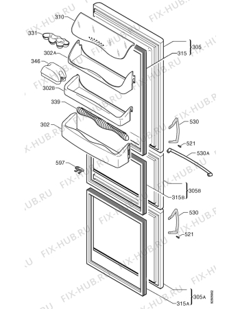 Взрыв-схема холодильника Zanussi ZA3PW - Схема узла Door 003