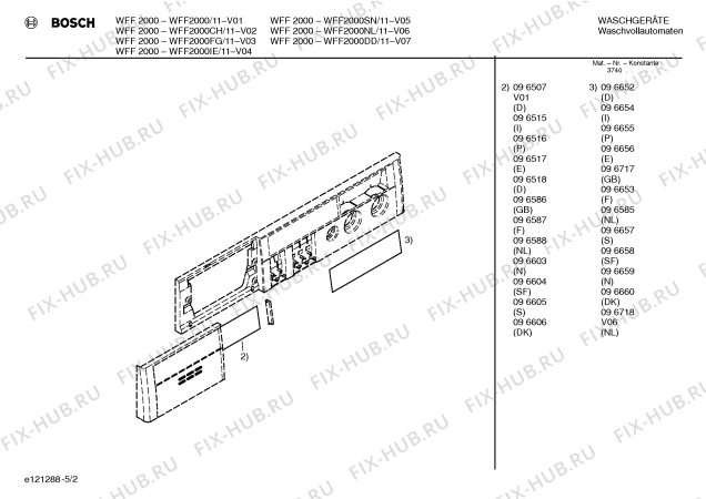 Схема №1 WFF2000FF WFF2000 с изображением Таблица программ для стиралки Bosch 00517937