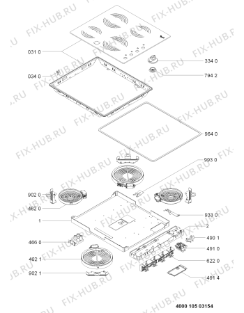 Схема №1 AKM 613/NB с изображением Тэн для плиты (духовки) Whirlpool 481010490519