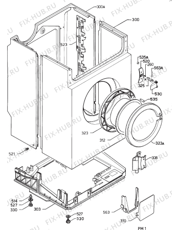 Взрыв-схема стиральной машины Zanussi ZF1242J - Схема узла Cabinet + armatures