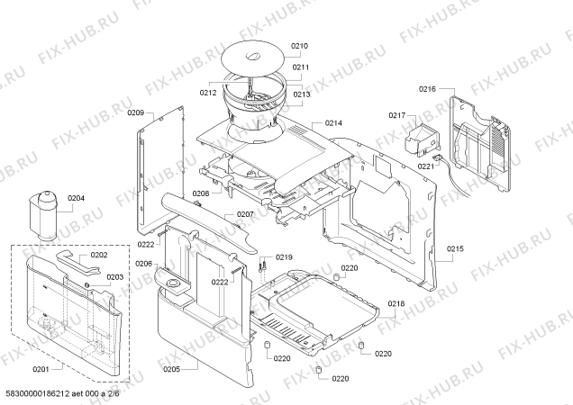 Схема №1 TE503N01DE EQ.5 macchiato с изображением Крышка для электрокофеварки Siemens 00628072