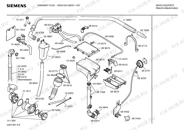 Схема №1 WE61021GB SIWAMAT 6102 с изображением Инструкция по эксплуатации для стиральной машины Siemens 00521485
