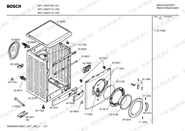 Схема №1 WFL1260IT Bosch Maxx WFL 1260 с изображением Инструкция по эксплуатации для стиральной машины Bosch 00596704