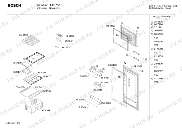 Схема №1 KSV29644 с изображением Стеклянная полка для холодильника Bosch 00354176