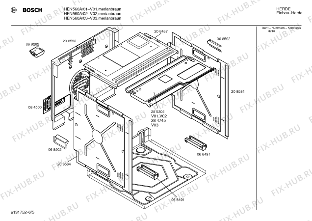Схема №1 HEN560A с изображением Инструкция по эксплуатации для плиты (духовки) Bosch 00516696