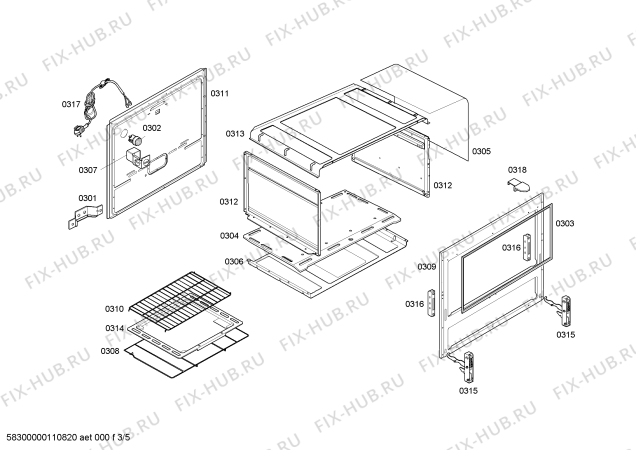 Схема №1 HSK13K30NF STYLE II BRCO GN 220V с изображением Дюза для электропечи Bosch 00493302