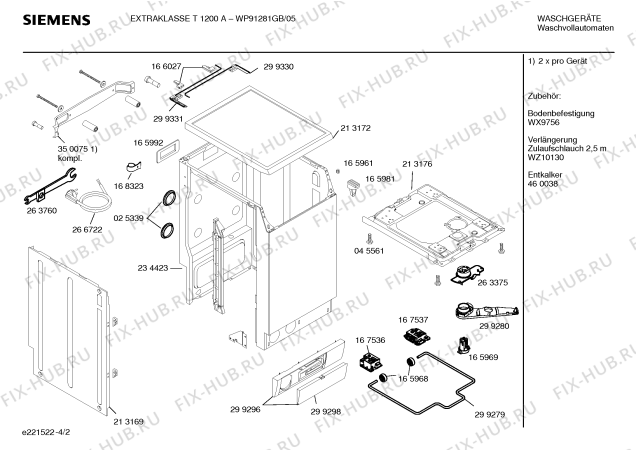 Схема №3 WP91281GB EXTRAKLASSE T1200 с изображением Инструкция по эксплуатации для стиральной машины Siemens 00524510