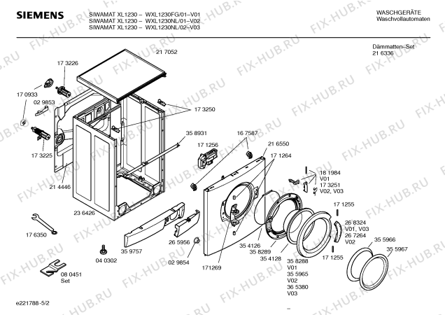 Схема №1 WXL1230FG SIWAMAT XL 1230 с изображением Таблица программ для стиралки Siemens 00529801
