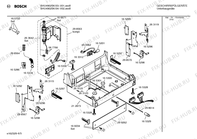 Взрыв-схема посудомоечной машины Bosch SHU4902SK - Схема узла 05