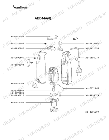 Взрыв-схема блендера (миксера) Moulinex ABD44A(0) - Схема узла 0P000831.6P2