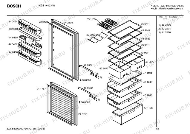 Взрыв-схема холодильника Bosch KGS46123 - Схема узла 02
