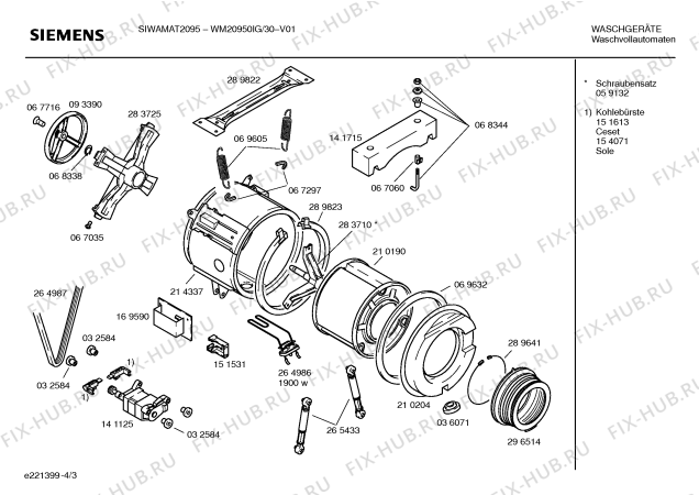 Схема №1 WM20950IG SIWAMAT 2095 с изображением Кабель для стиральной машины Siemens 00353520