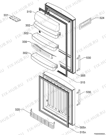 Взрыв-схема холодильника Aeg Electrolux S95438KGL1 - Схема узла Door 003