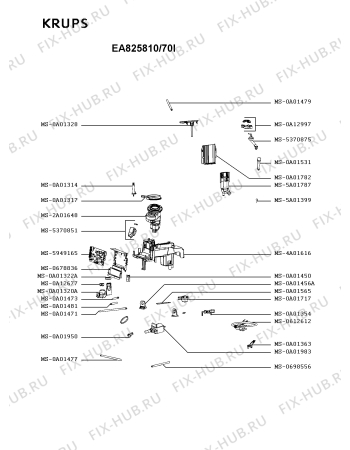 Взрыв-схема кофеварки (кофемашины) Krups EA825810/70I - Схема узла KP005139.2P2