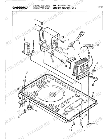 Схема №1 EM811100 с изображением Крюк для микроволновой печи Bosch 00322021