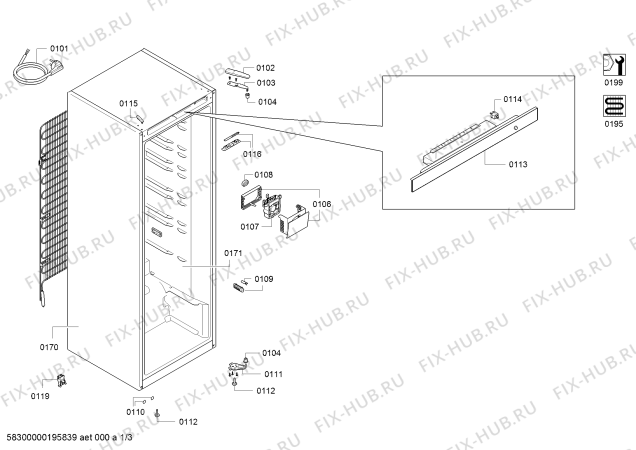 Схема №1 3FC1300B с изображением Модуль управления, незапрограммированный для холодильной камеры Bosch 00741051