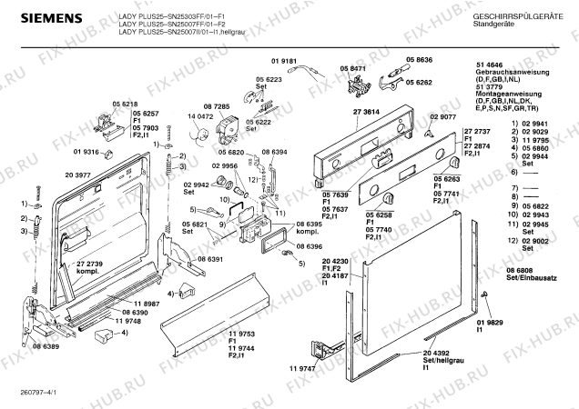 Схема №1 SN25007II с изображением Панель для посудомоечной машины Siemens 00272874