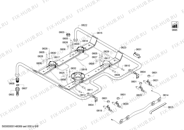 Взрыв-схема плиты (духовки) Siemens HR74W525N - Схема узла 06