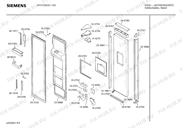 Взрыв-схема холодильника Siemens KF57U50 - Схема узла 05
