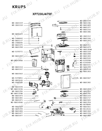 Схема №1 XP7225J4/70F с изображением Часть корпуса для кофеварки (кофемашины) Krups MS-5883833