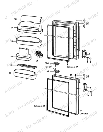 Взрыв-схема холодильника Electrolux ER8313B - Схема узла Doors