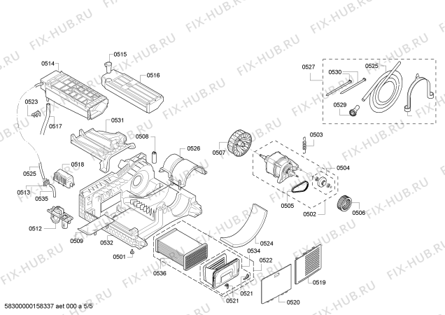 Взрыв-схема сушильной машины Bosch WTE84310FF Avantixx 7 - Схема узла 05