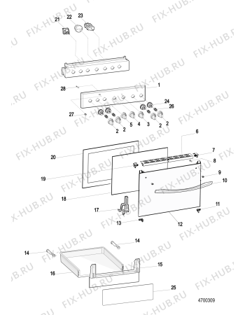 Взрыв-схема плиты (духовки) Indesit IS5G5PHWNL (F156250) - Схема узла