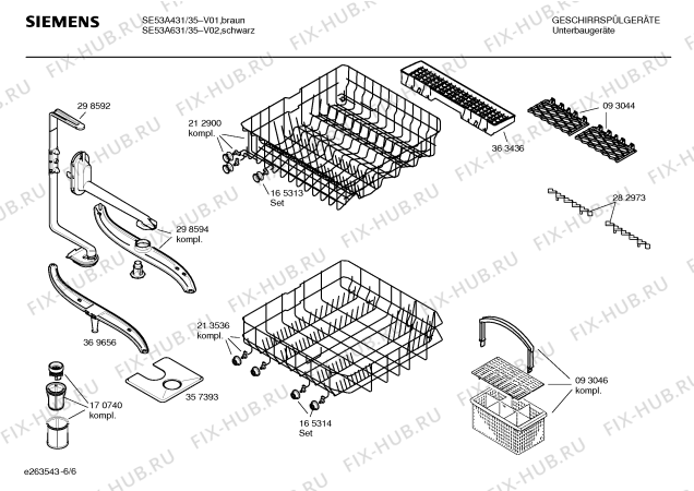 Взрыв-схема посудомоечной машины Siemens SE53A431 - Схема узла 06