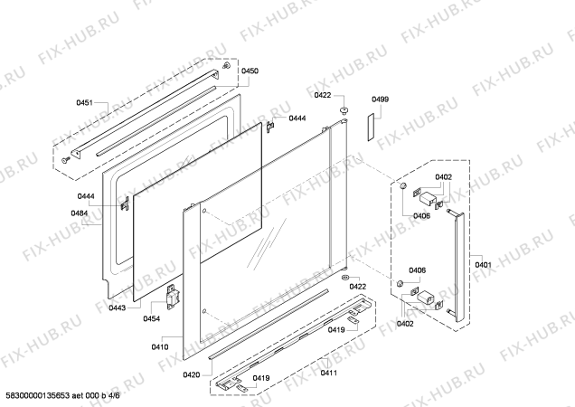 Взрыв-схема плиты (духовки) Bosch HBR78B750 - Схема узла 04