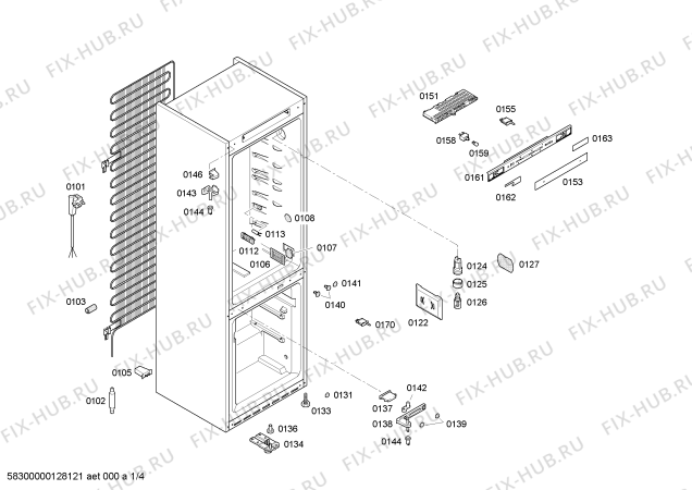 Схема №1 K5881X0 с изображением Дверь морозильной камеры для холодильника Bosch 00680081