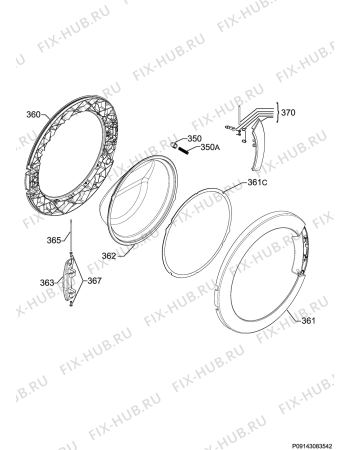 Взрыв-схема стиральной машины Electrolux EWW51486HW - Схема узла Door 003