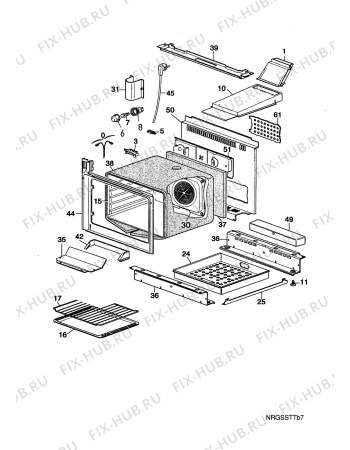 Взрыв-схема плиты (духовки) Electrolux EK6180W1   M.C GAS B - Схема узла Oven