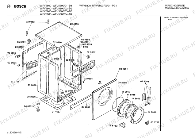 Взрыв-схема стиральной машины Bosch WFV5800 - Схема узла 02