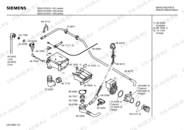 Схема №2 WA21070 с изображением Инструкция по эксплуатации для стиралки Siemens 00517929