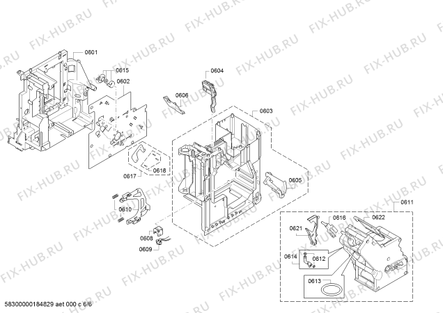 Схема №1 TES51553DE VeroCafe LattePro с изображением Крышка для электрокофемашины Bosch 12006541