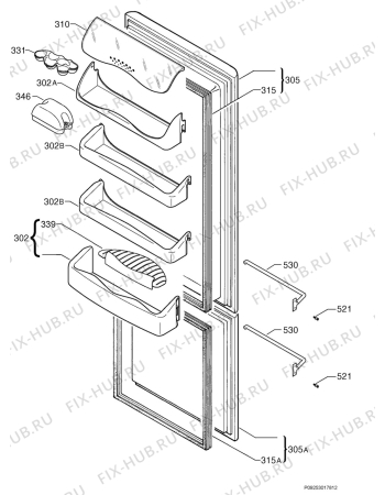 Взрыв-схема холодильника Zanussi Electrolux ZA32S4 - Схема узла Door 003