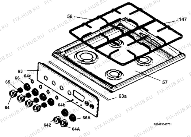 Взрыв-схема плиты (духовки) Electrolux EKK513510X - Схема узла Section 4