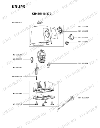 Схема №1 KB435110/870 с изображением Корпусная деталь для электроблендера Krups MS-651683