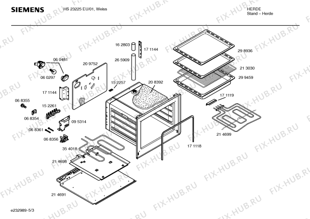 Взрыв-схема плиты (духовки) Siemens HS23225EU - Схема узла 03