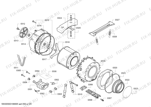 Взрыв-схема стиральной машины Bosch WAE28330 - Схема узла 03