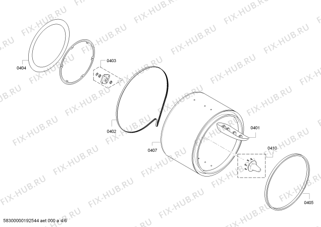 Схема №1 CWK6W200 Selbstreinigender Kondensator с изображением Кольцо для электросушки Bosch 11007076